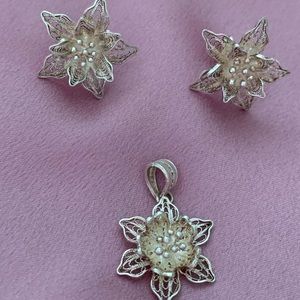 Handmade Sterling Silver Cherry Blossom Set